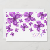 Carte RSVP Papillon violet élégant de luxe (Dos)
