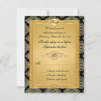Carte RSVP Parties scintillant Black, Gold FAUX