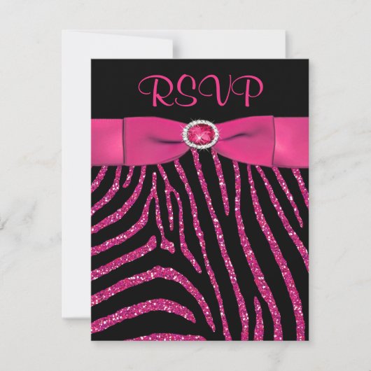 Carte RSVP Parties scintillant FLUX rose RIBBON IM (Devant)