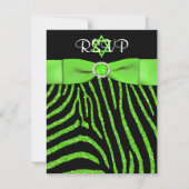 Carte RSVP Parties scintillant Lime FAUX IMPRIMÉE (Devant)
