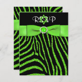 Carte RSVP Parties scintillant Lime FAUX IMPRIMÉE (Devant / Derrière)