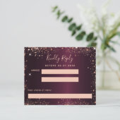 Carte RSVP parties scintillant or rose Bourgogne (Debout devant)