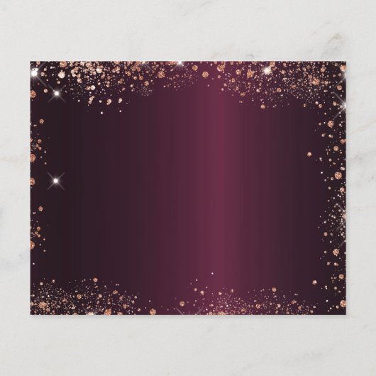 Carte RSVP parties scintillant or rose Bourgogne (Dos)