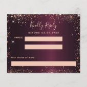 Carte RSVP parties scintillant or rose Bourgogne (Devant)
