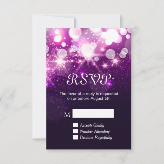 Carte RSVP - Parties scintillant violettes tendanc (Devant)