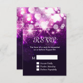 Carte RSVP - Parties scintillant violettes tendanc (Devant / Derrière)