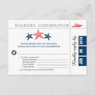 Carte RSVP Pass d'embarquement de croisière avec S