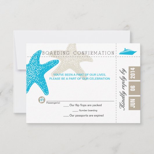 Carte RSVP Pass d'embarquement Starfish (Devant)