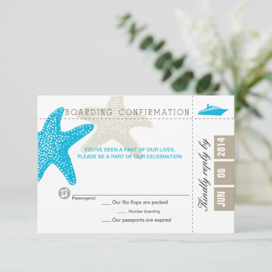 Carte RSVP Pass d'embarquement Starfish (Debout devant)