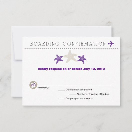 Carte RSVP Pass d'embarquement Starfish (Devant)