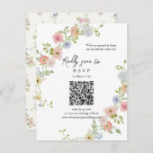 Carte RSVP Pastel Fleur sauvage QR Code (Devant / Derrière)