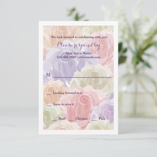 Carte RSVP Pastel Rose (Debout devant)