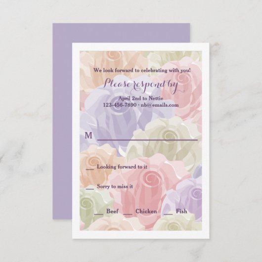 Carte RSVP Pastel Rose (Devant / Derrière)