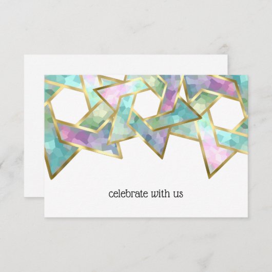 Carte RSVP Pastel Star de David (Devant / Derrière)