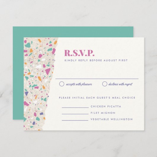Carte RSVP Pastel Terrazzo (Devant / Derrière)