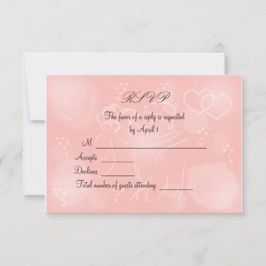Carte RSVP Peach roses (Devant)