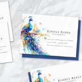 Carte RSVP Peacock Blue Wedding