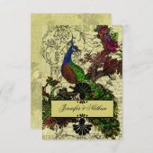 Carte RSVP Peacock vintage (Devant / Derrière)