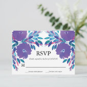 Carte RSVP peinte à la main avec des fleurs violet (Debout devant)