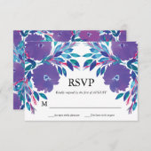 Carte RSVP peinte à la main avec des fleurs violet (Devant / Derrière)