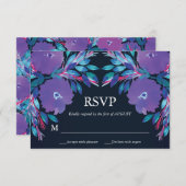 Carte RSVP peinte à la main avec des fleurs violet (Devant / Derrière)