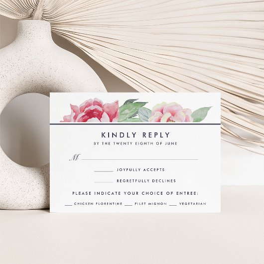 Carte RSVP Peony Antique Avec Choix De Repas