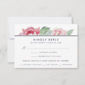 Carte RSVP Peony Antique Avec Choix De Repas (Devant)