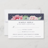 Carte RSVP Peony Antique Avec Choix De Repas (Devant)
