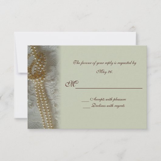 Carte RSVP Perles et dentelle (Devant)