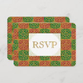 Carte RSVP personnalisée Fleur de Lis Rouge Vert (Devant / Derrière)