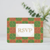 Carte RSVP personnalisée Fleur de Lis Rouge Vert (Debout devant)