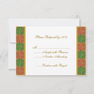 Carte RSVP personnalisée Fleur de Lis Rouge Vert