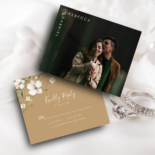Carte RSVP photo couleur florale élégante à budget