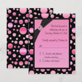 Carte RSVP Pink and Black Polka Dot (Devant / Derrière)