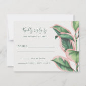 Carte RSVP Pink and Green Tropical Foliing (Devant)