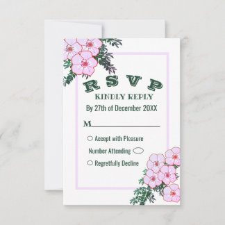Carte RSVP Pink Anemone Greenery Floral Wedding