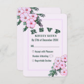 Carte RSVP Pink Anemone Greenery Floral Wedding (Devant / Derrière)