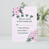 Carte RSVP Pink Anemone Greenery Floral Wedding (Debout devant)