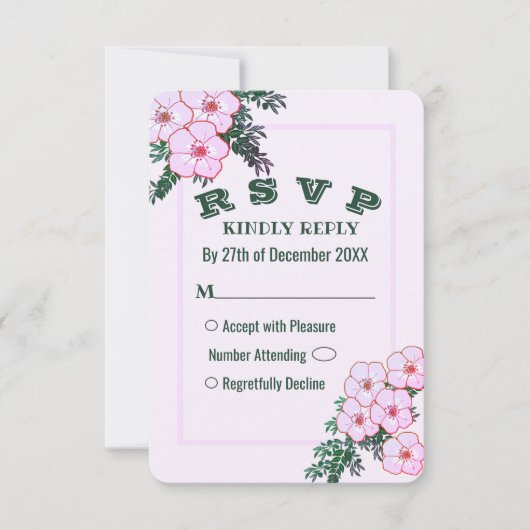 Carte RSVP Pink Anemone Greenery Floral Wedding (Devant)