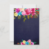 Carte RSVP Pink Floral Navy Blue Chalkboard (Dos)