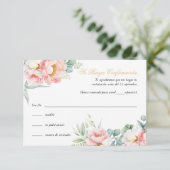 Carte RSVP Pink Gold Quinceañera en espagnol (Debout devant)