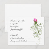 Carte RSVP Pink Rose Bud Flourissant (Devant / Derrière)