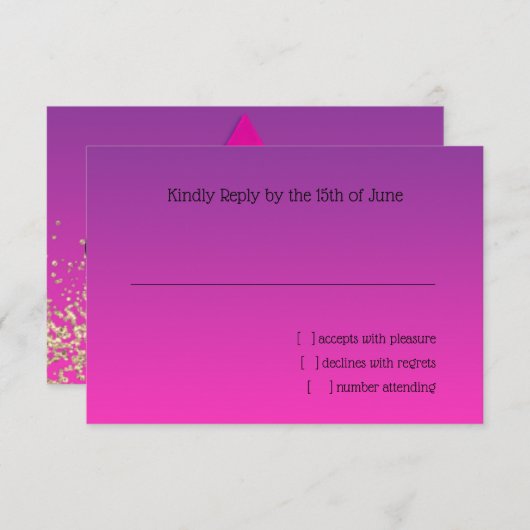 Carte RSVP Pink to Purple Ombre avec étoile (Devant / Derrière)