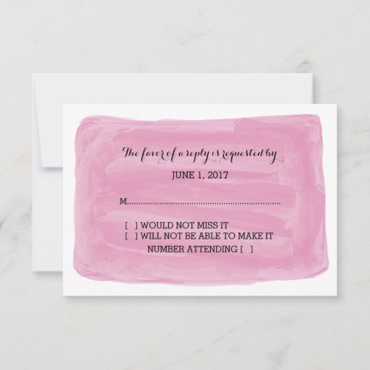 Carte RSVP Pink Watercolor (Devant)