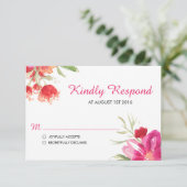 Carte RSVP Pink Watercolor Flower Posy (Debout devant)