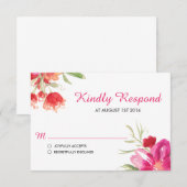 Carte RSVP Pink Watercolor Flower Posy (Devant / Derrière)