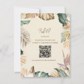 Carte RSVP Plage Feuille Tropicale avec code QR (Devant)