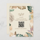 Carte RSVP Plage Feuille Tropicale avec code QR (Devant / Derrière)
