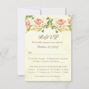Carte RSVP Plat Rose antique 3,5 x 5