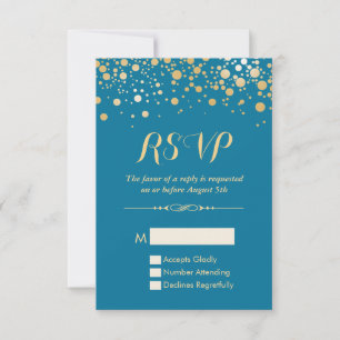 Carte RSVP - Points Confetti Or Royal Blue